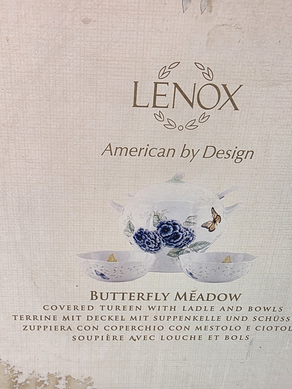 Lenox Butterfly Meadow White with Blue Floral Soup Tureen Set